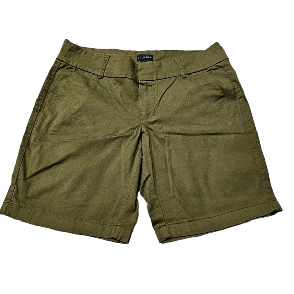 J by J. Crew Army Green Bermuda Shorts 97% Cotton 3% Elastane Size 4 - Picture 1 of 4